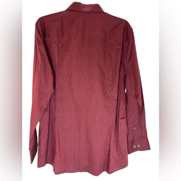 New Bar III Burgundy Red Button Down Long Sleeve Collared Dress Shirt L - Picture 2 of 10